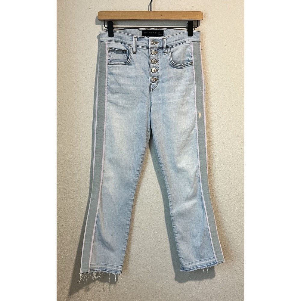 Veronica Beard Carolyn Baby Bootcut Jeans Sz 28/6 High Rise Stripe Denim